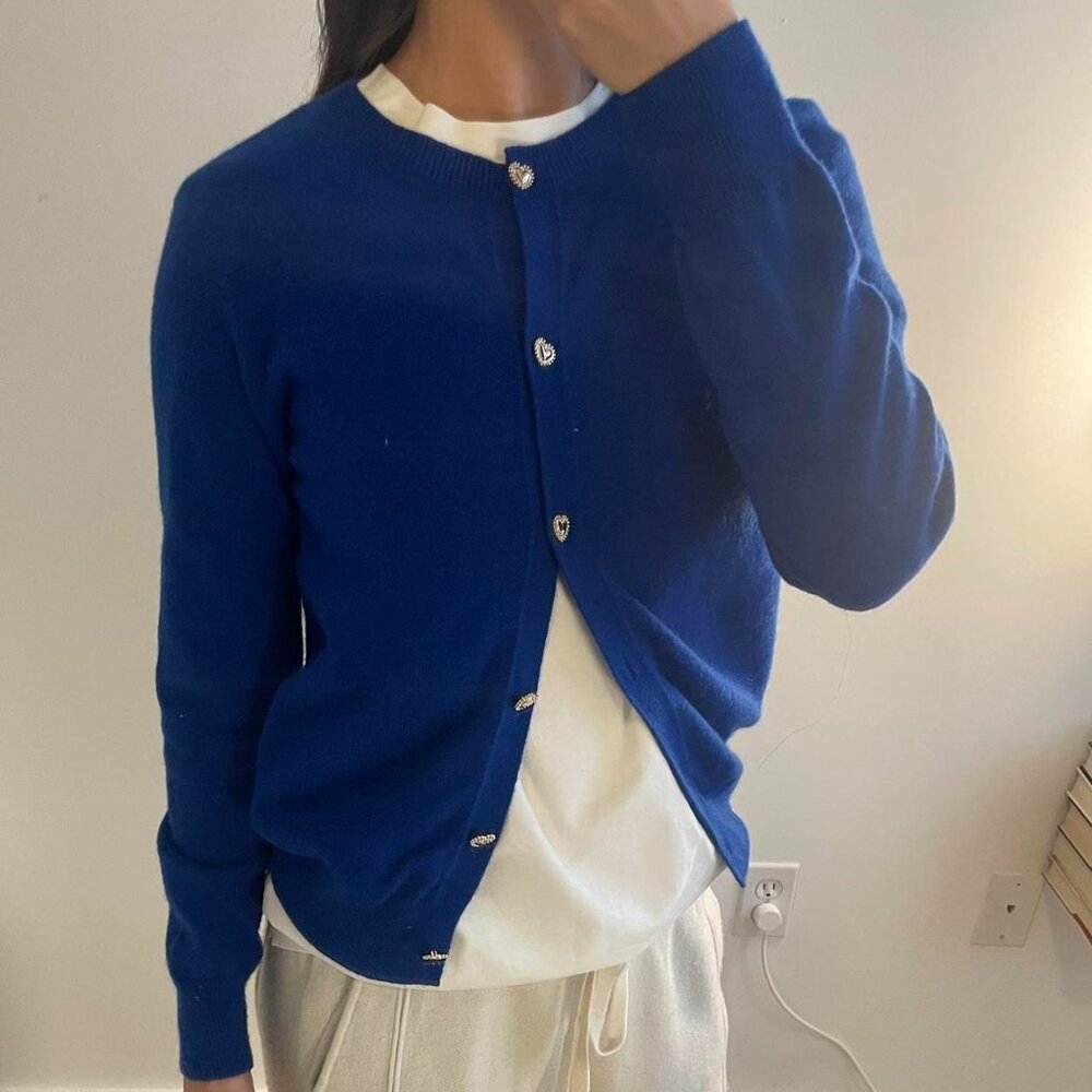 Wool blue wool cardigan